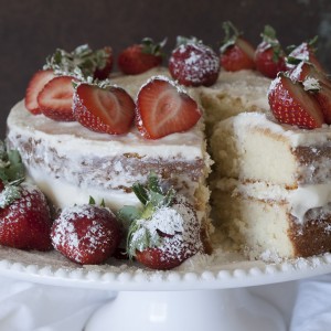 Naked Strawberries and Cream Cake