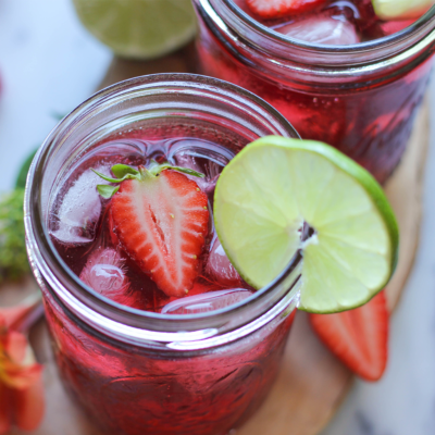 Refreshing Agua de Jamaica with California Strawberries